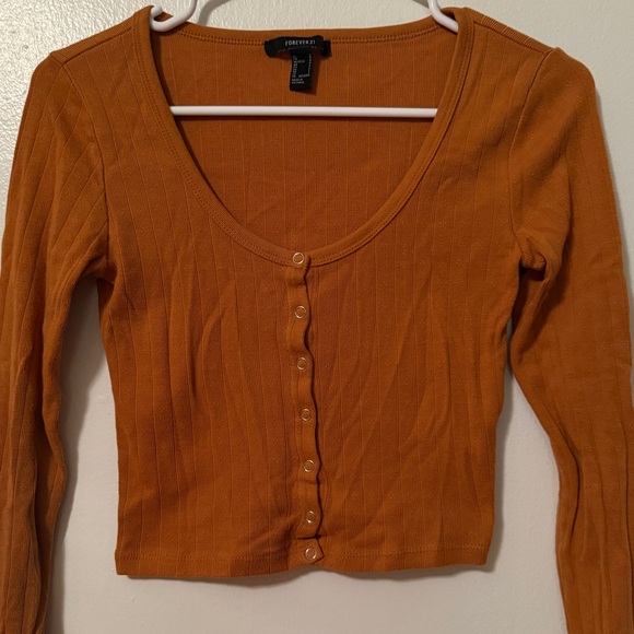 Forever 21 Rust Button-Down Ribbed Top - Picture 1 of 4